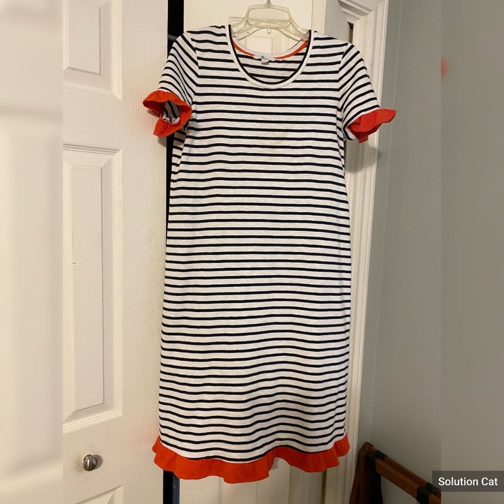BODEN BLUE/WHITE STRIPE DRESS SIZE US 8L (tall)